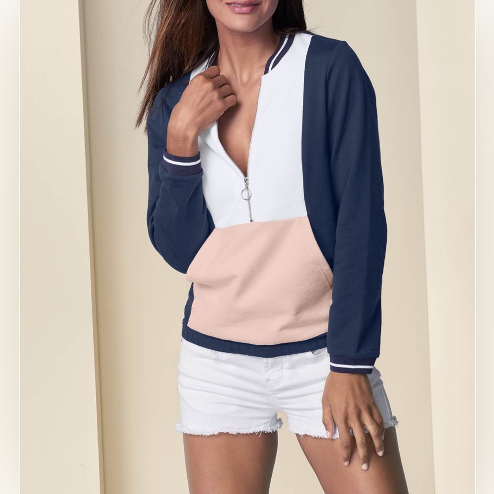 activewear, half-zip sporty sweatshirt with athletic-wear-Sizes S M L XL